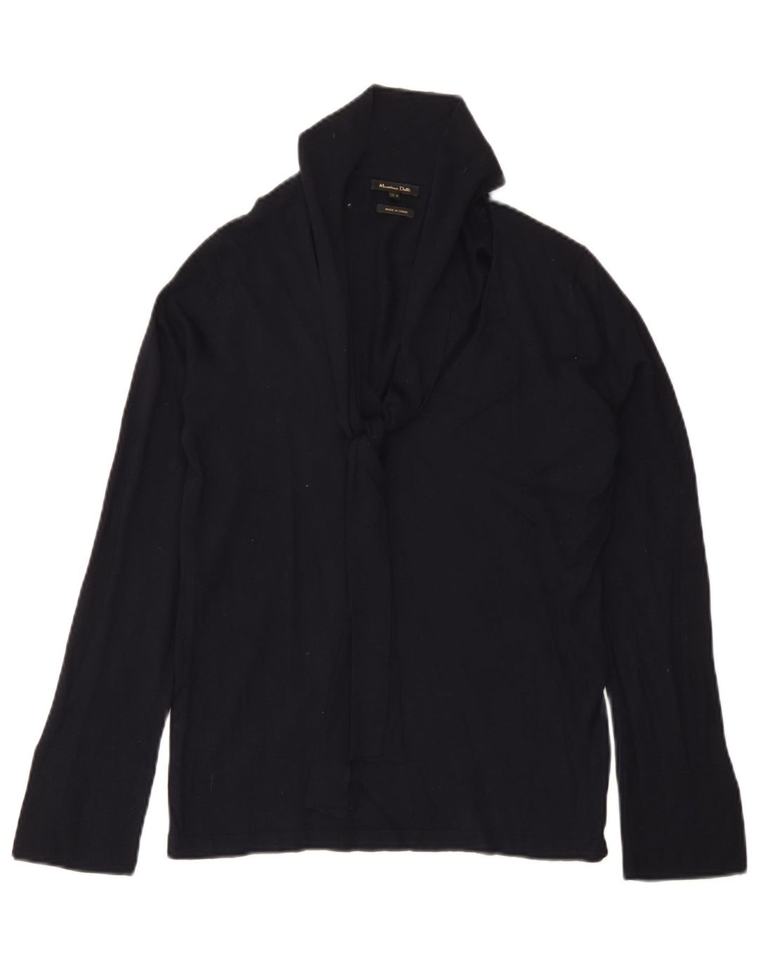 Pulover pentru femei Massimo Dutti cu gât șal, UK 12 Medium Bleumarin