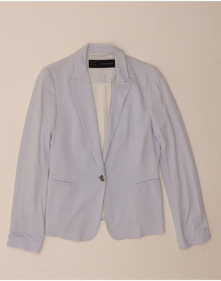 Blazer pentru femei Zara cu 1 nasture UK 14, mare, albastru, viscoza
