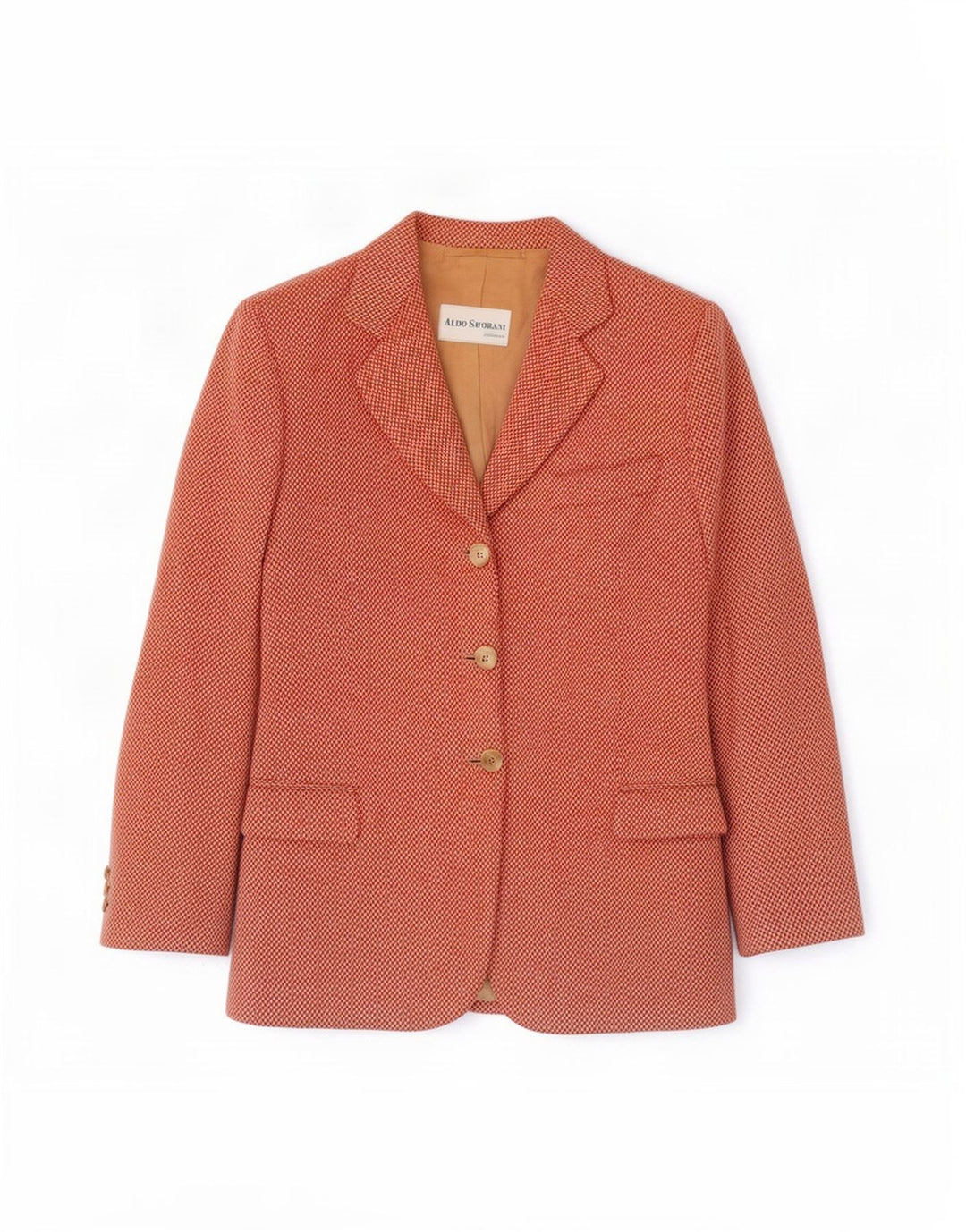 Aldo Savorani Jachetă Blazer pentru Femei cu 3 Nasturi UK 12 Medium Pink Herringbone