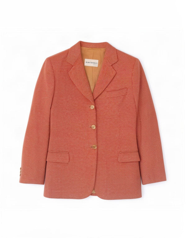 Aldo Savorani Jachetă Blazer pentru Femei cu 3 Nasturi UK 12 Medium Pink Herringbone