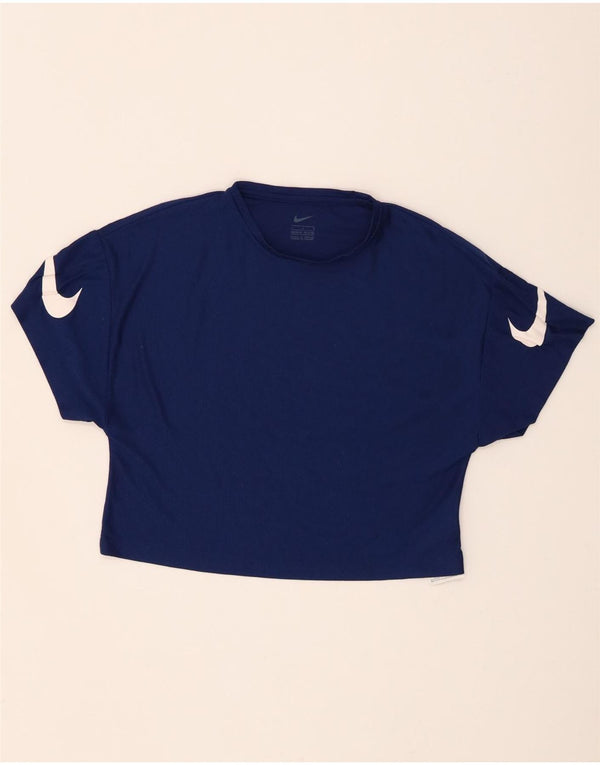 Tricou cu grafic pentru fete Nike Crop Top 12-13 ani Poliester mare bleumarin