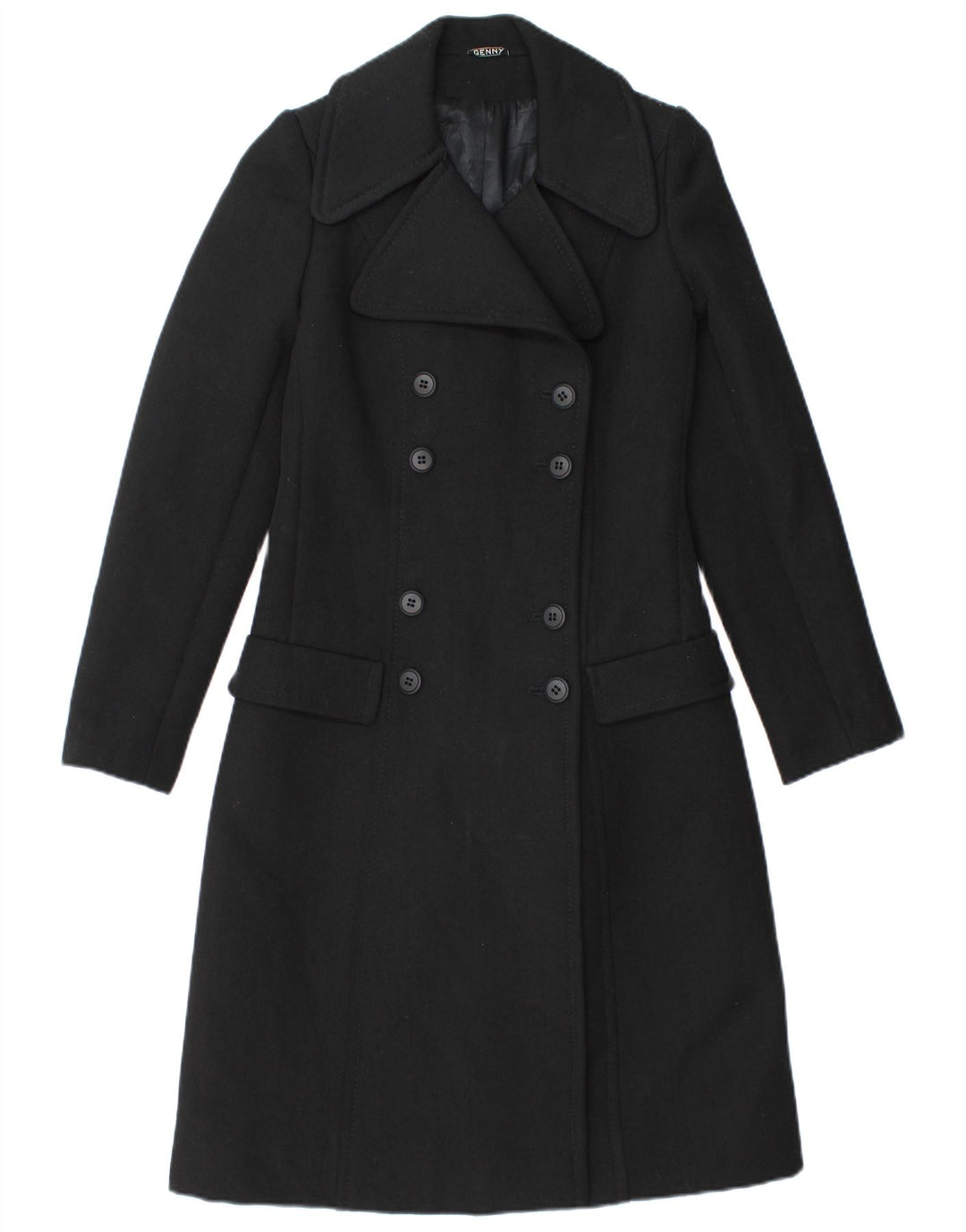 GENNY Womens Double Breasted Coat IT 42 Medium Black