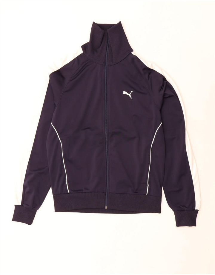 Jachetă de trening Puma pentru bărbați, poliester color bloc, albastru marin mediu