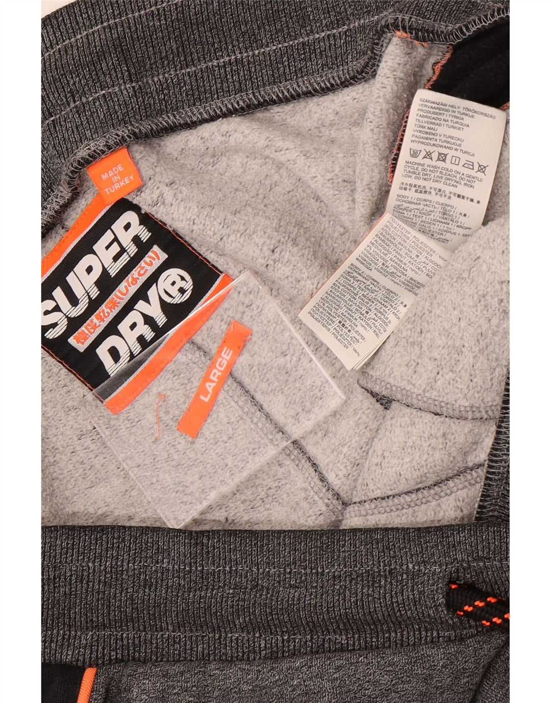 Pantaloni scurți sport grafic Superdry pentru bărbați, mari, gri, poliester color bloc