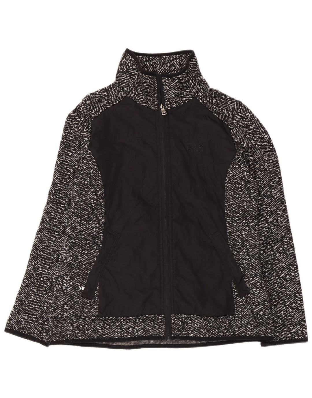 Jachetă de trening pentru femei JACK WOLFSKIN UK 14/16 Large Black Herringbone