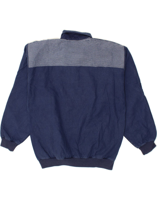 VINTAGE Hanorac polo pentru bărbați Pulover IT 50 Mediu Bleumarin în dungi