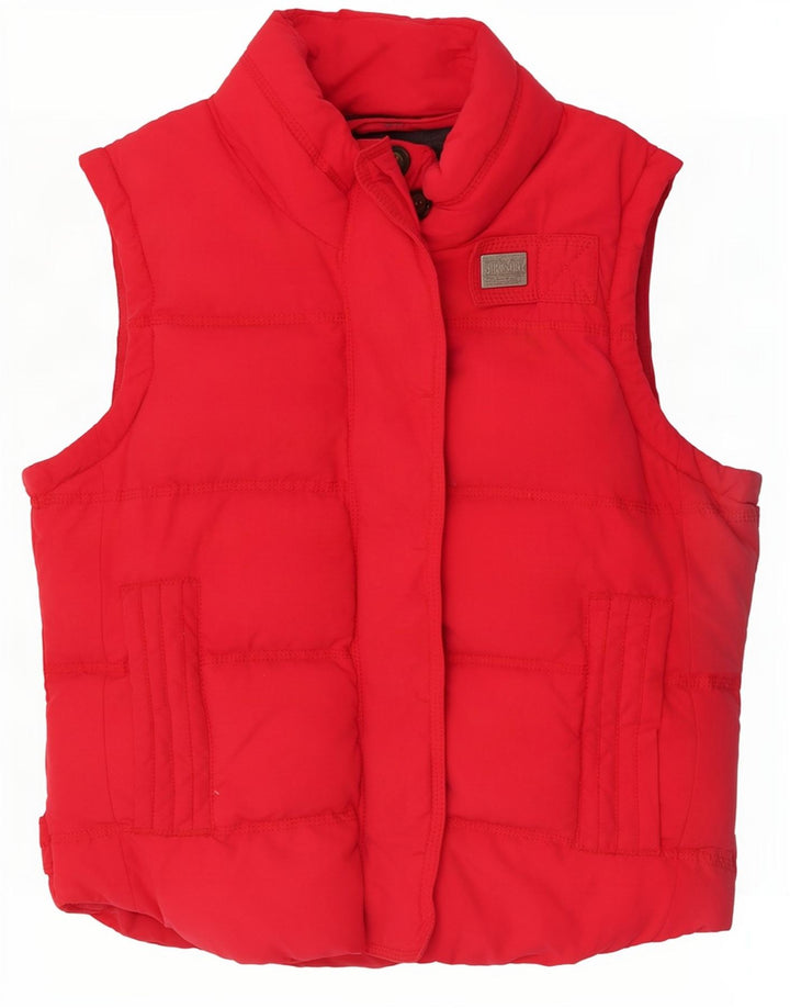 Gilet căptușit pentru femei Superdry UK 14, bumbac roșu mediu