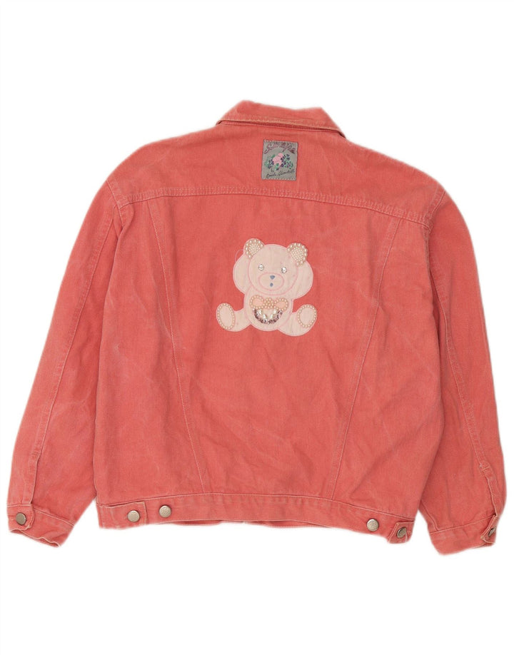 Jachetă de blugi Vintage pentru femei Teddy Bear Graphic IT 42 Bumbac Roz Mediu