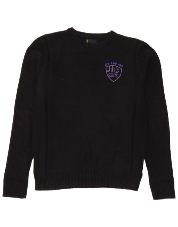 Pulover Jack & Jones pentru bărbați, cu grafică, cu decolteu, bumbac, negru