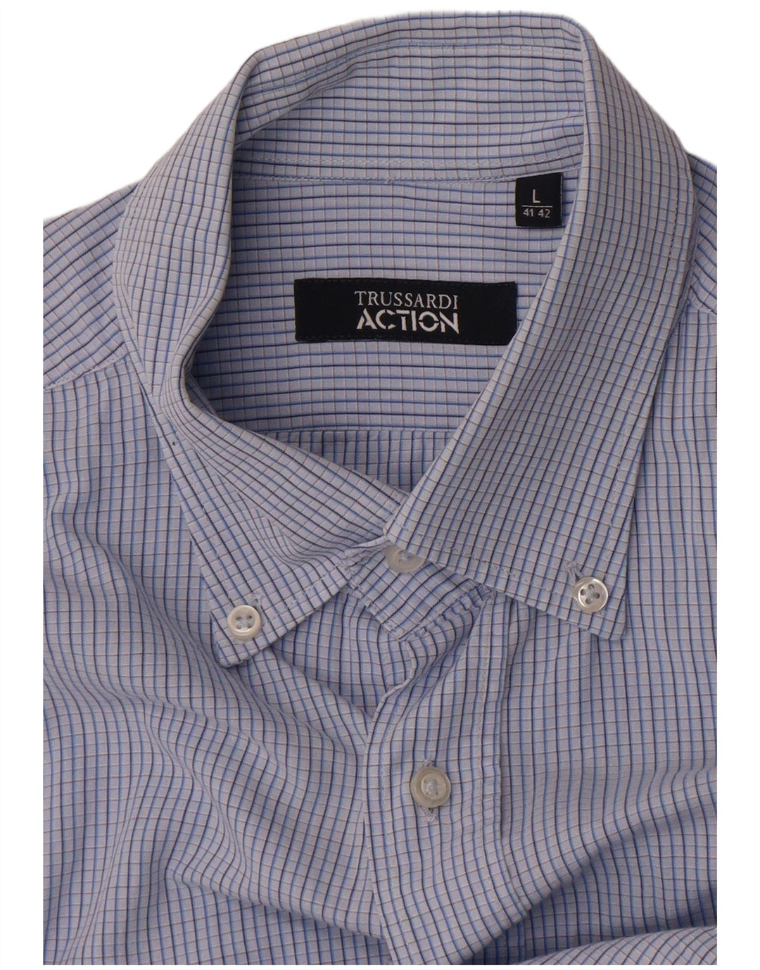 Trussardi Cămașă Bărbați Mărimea 41 42 Lung Blue Check