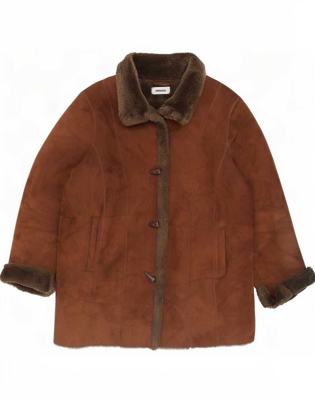 Palton Sherpa supradimensionat pentru femei Wallis UK 16 mare maro acrilic