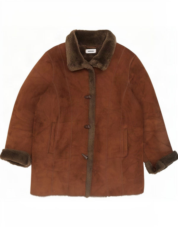 Palton Sherpa supradimensionat pentru femei Wallis UK 16 mare maro acrilic