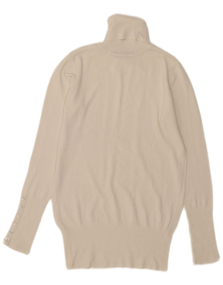 Pulover cu gât rulat Zara pentru femei UK 12 Rayon alb mediu