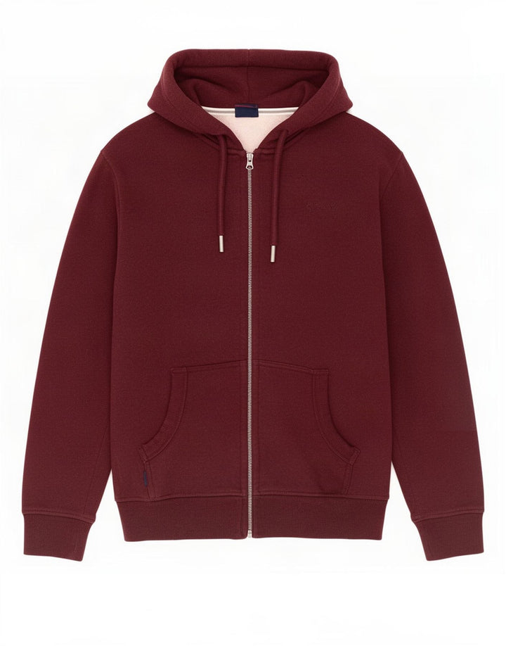 Pulover Superdry pentru bărbați, cu fermoar, bumbac maro mediu