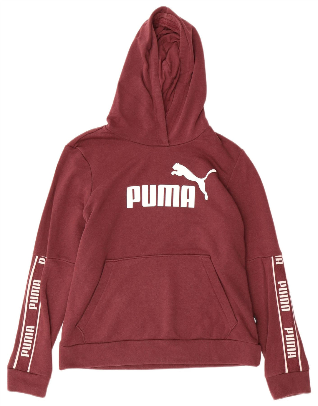 Pulover PUMA pentru damă, cu hanoră cu grafică, UK 14, bumbac mediu burgundă