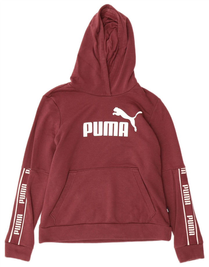 Pulover PUMA pentru damă, cu hanoră cu grafică, UK 14, bumbac mediu burgundă