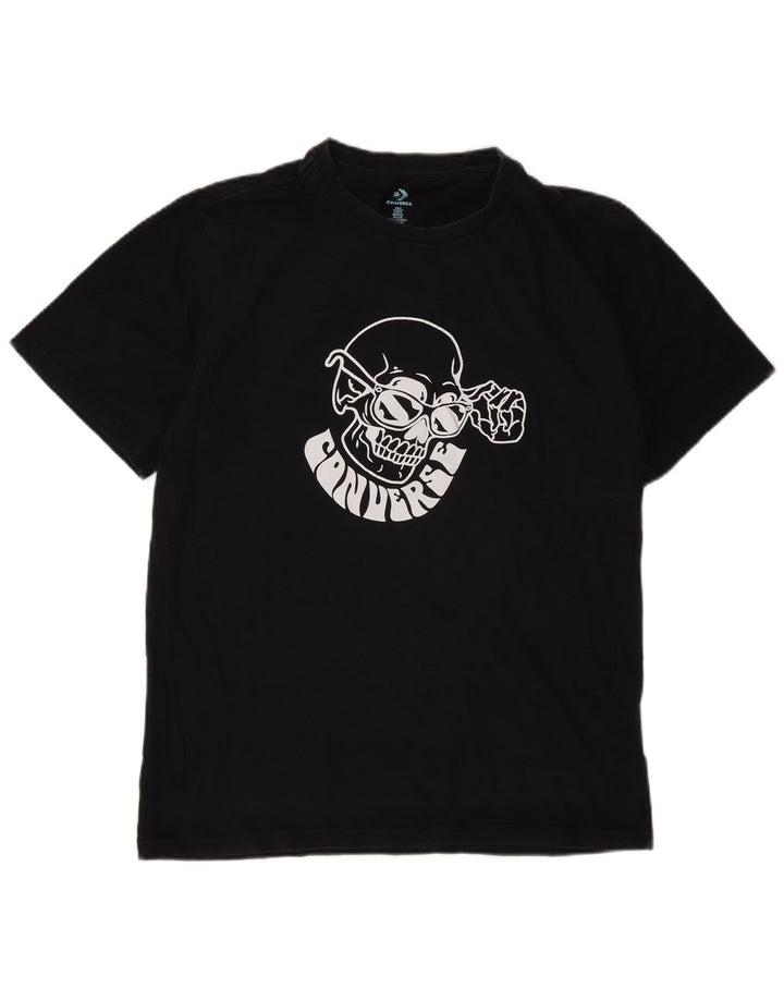 Tricou grafic Converse pentru bărbați Top mic, negru, bumbac