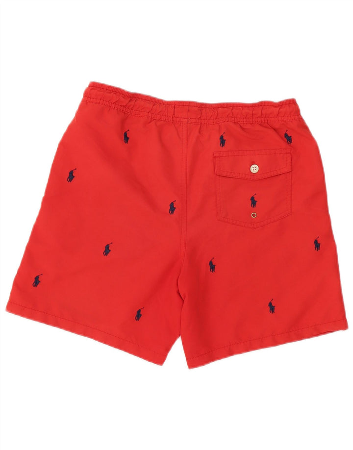Pantaloni scurți de înot grafic Polo Ralph Lauren pentru bărbați, poliester roșu mic