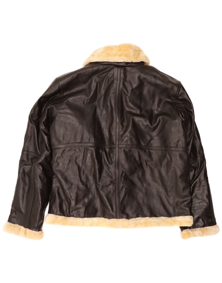 Jachetă din shearling pentru bărbați VINTAGE UK 50 5XL piele maro