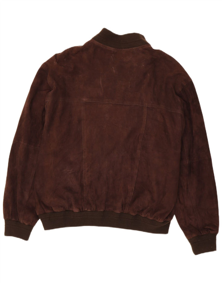 Bomber vintage pentru bărbați din piele intoarsa IT 58 4XL din piele maro