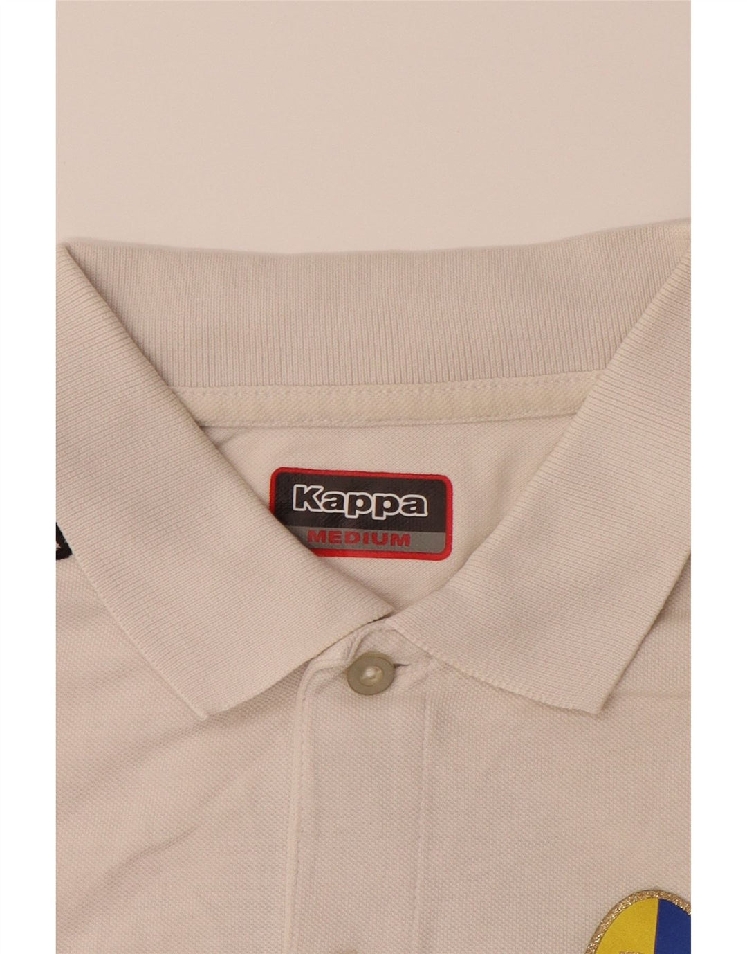 KAPPA Mens Graphic Polo Shirt Medium White Vintage Kappa and Second-Hand Kappa from Messina Hembry 