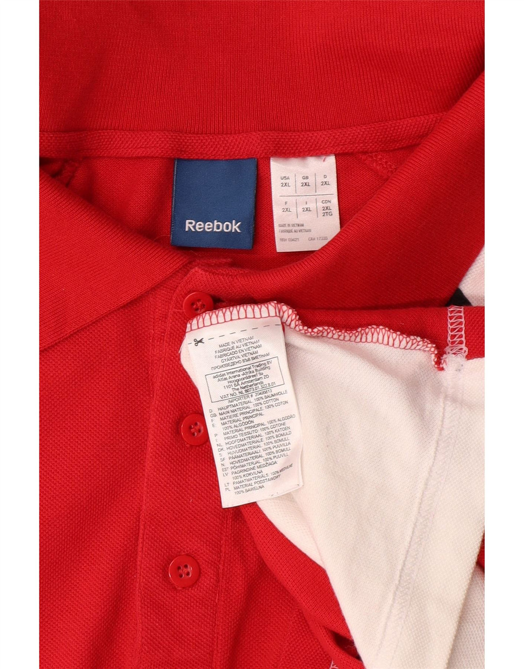 Tricou polo grafic REEBOK pentru bărbați 2XL, bumbac color bloc roșu
