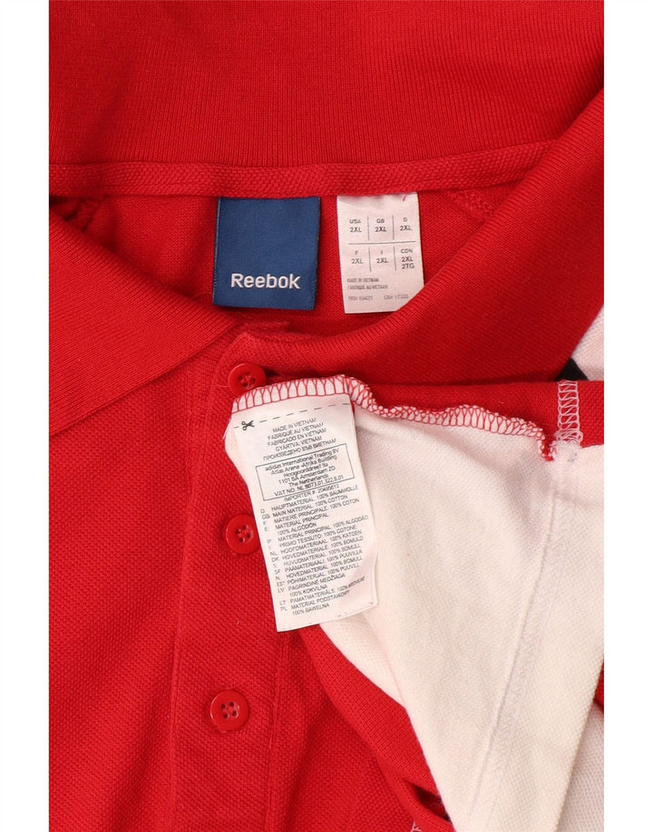 Tricou polo grafic REEBOK pentru bărbați 2XL, bumbac color bloc roșu