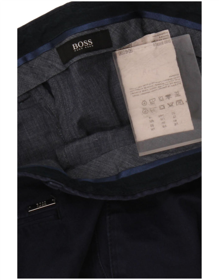 Pantaloni chino subțiri pentru bărbați HUGO BOSS EU 50 mari L34 L32 bumbac bleumarin