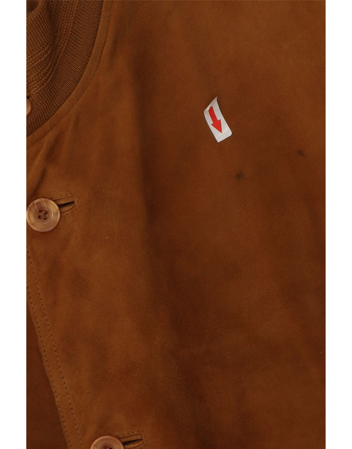 Jachetă Bomber Vintage pentru bărbați din piele intoarsa IT 54 2XL din piele maro