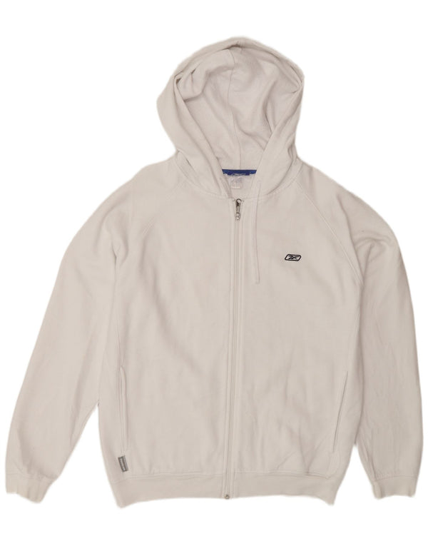 Pulover Reebok pentru bărbați, cu fermoar, bumbac, alb