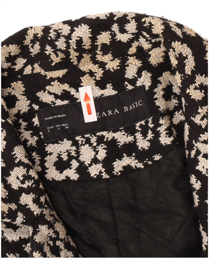 Pardesiu deschis pentru femei cu model abstract Zara UK 14 mare bumbac negru