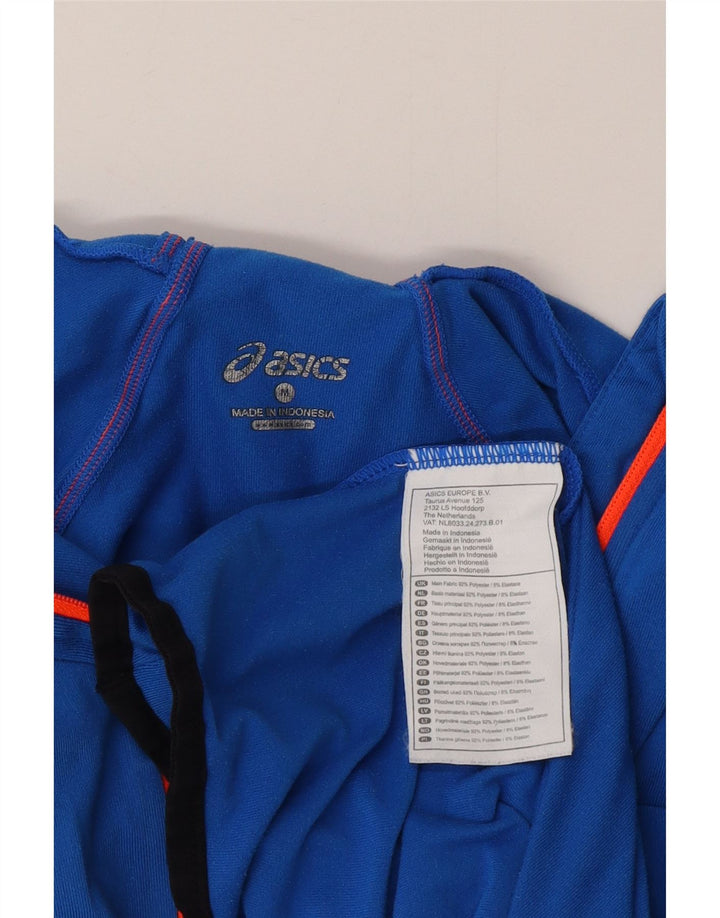 Top Asics pentru bărbați, cu glugă, cu fermoar, cu mânecă lungă, poliester albastru mediu