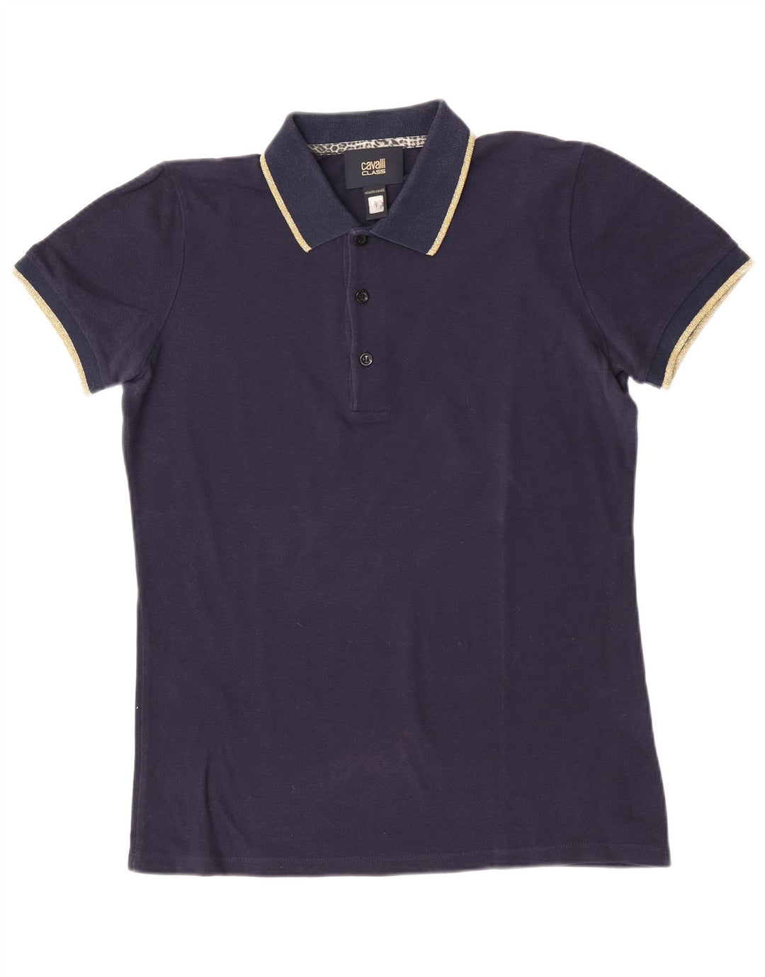Cămașă polo Roberto Cavalli pentru bărbați din bumbac bleumarin mic