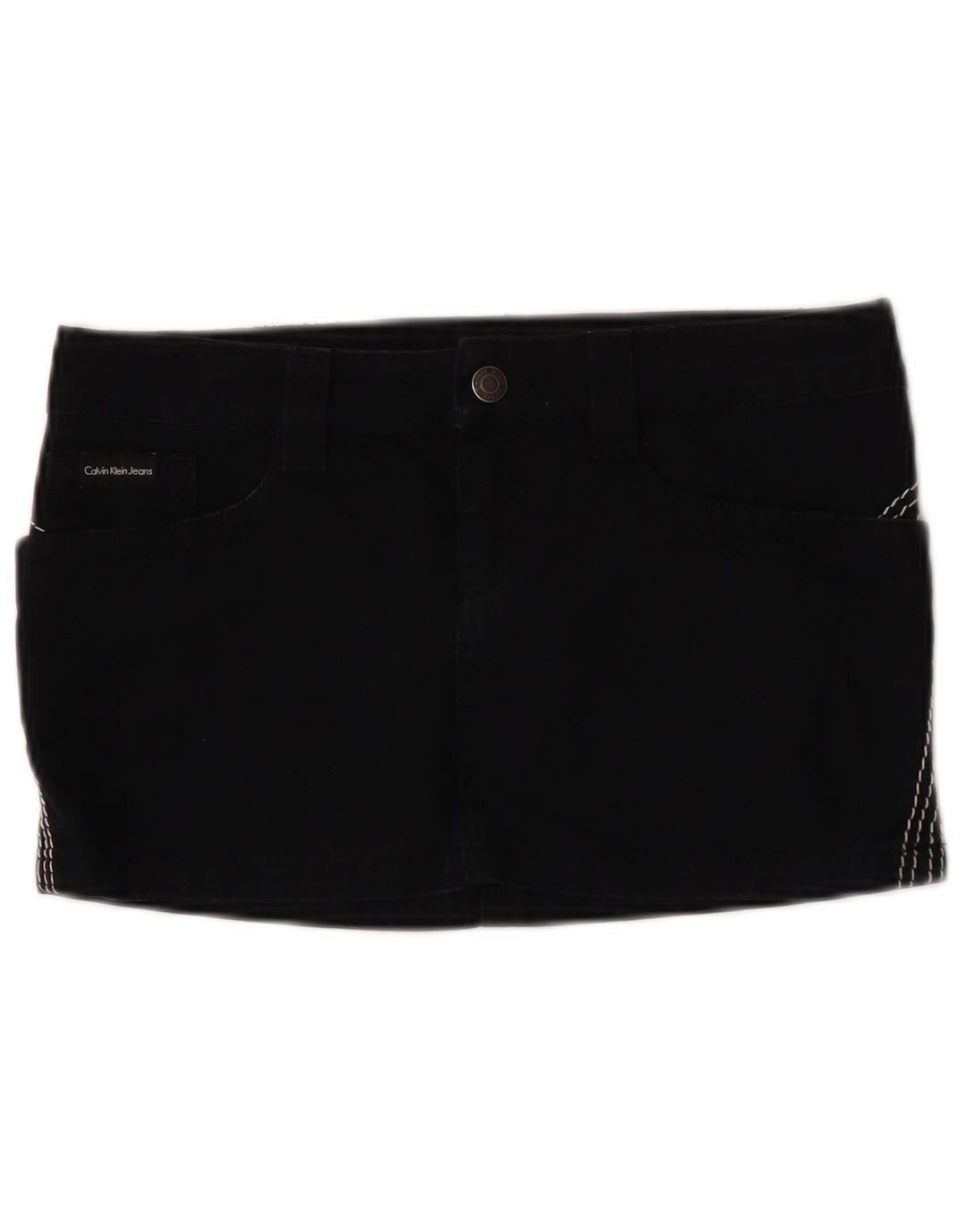 Fusta Mini denim pentru femei Calvin Klein W26 Bumbac negru mic