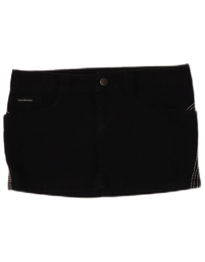 Fusta Mini denim pentru femei Calvin Klein W26 Bumbac negru mic