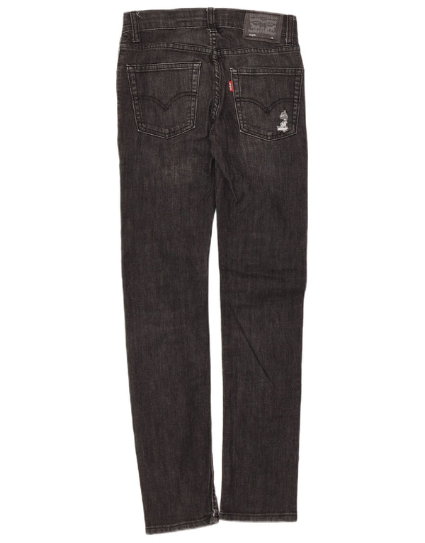 Levi's Boys 510 blugi skinny distressed 11-12 ani W28 L29 bumbac negru