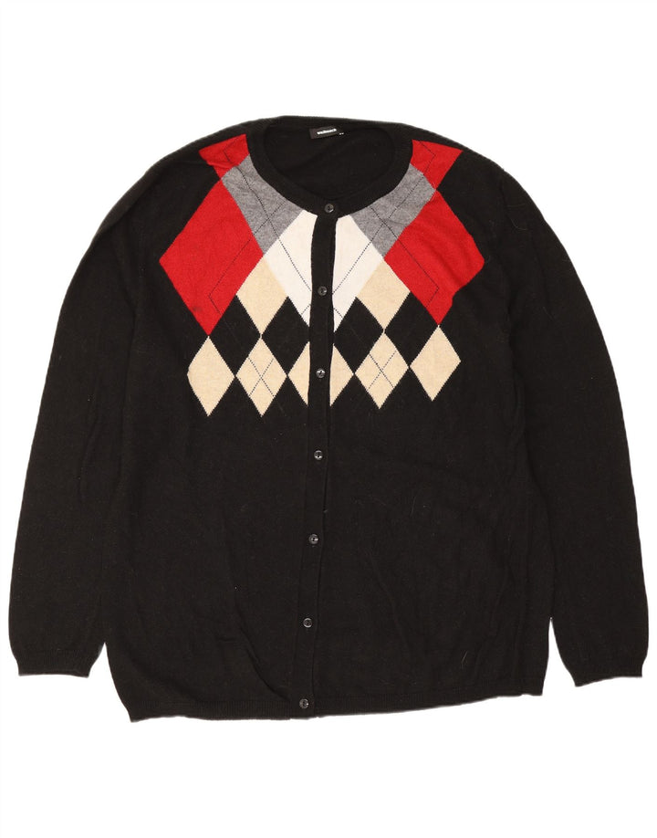 Pulover cardigan pentru femei Walbusch EU 44 XL Negru Argyle/Diamond Viscose