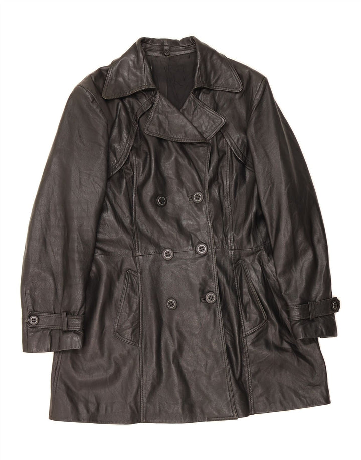VINTAGE Womens Leather Coat UK 18 XL Black Leather Vintage Vintage and Second-Hand Vintage from Messina Hembry 