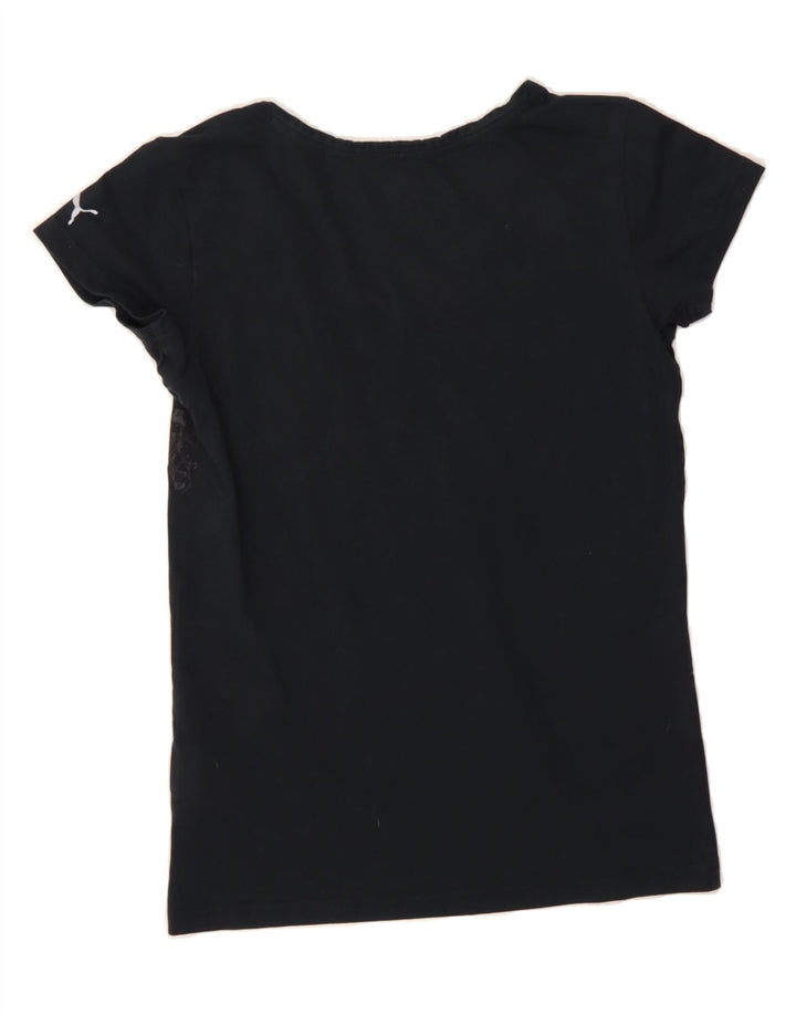 PUMA Womens T-Shirt Top UK 14 Medium Black Geometric Cotton Vintage Puma and Second-Hand Puma from Messina Hembry 