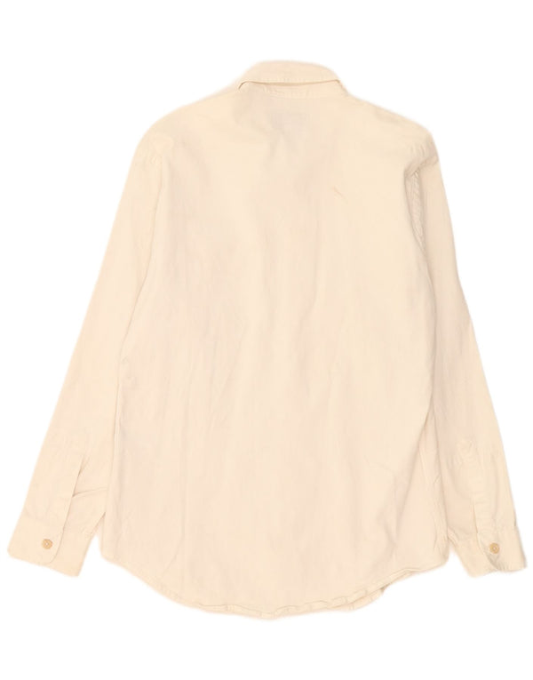 Armani Jeans Mens Shirt Large Off White Cotton