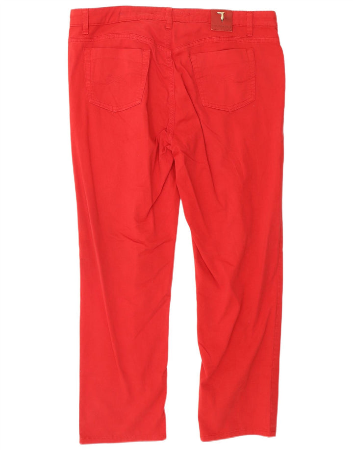 TRUSSARDI Pantaloni Drepți Damă Casual W34 L26 Bumbac Roșu