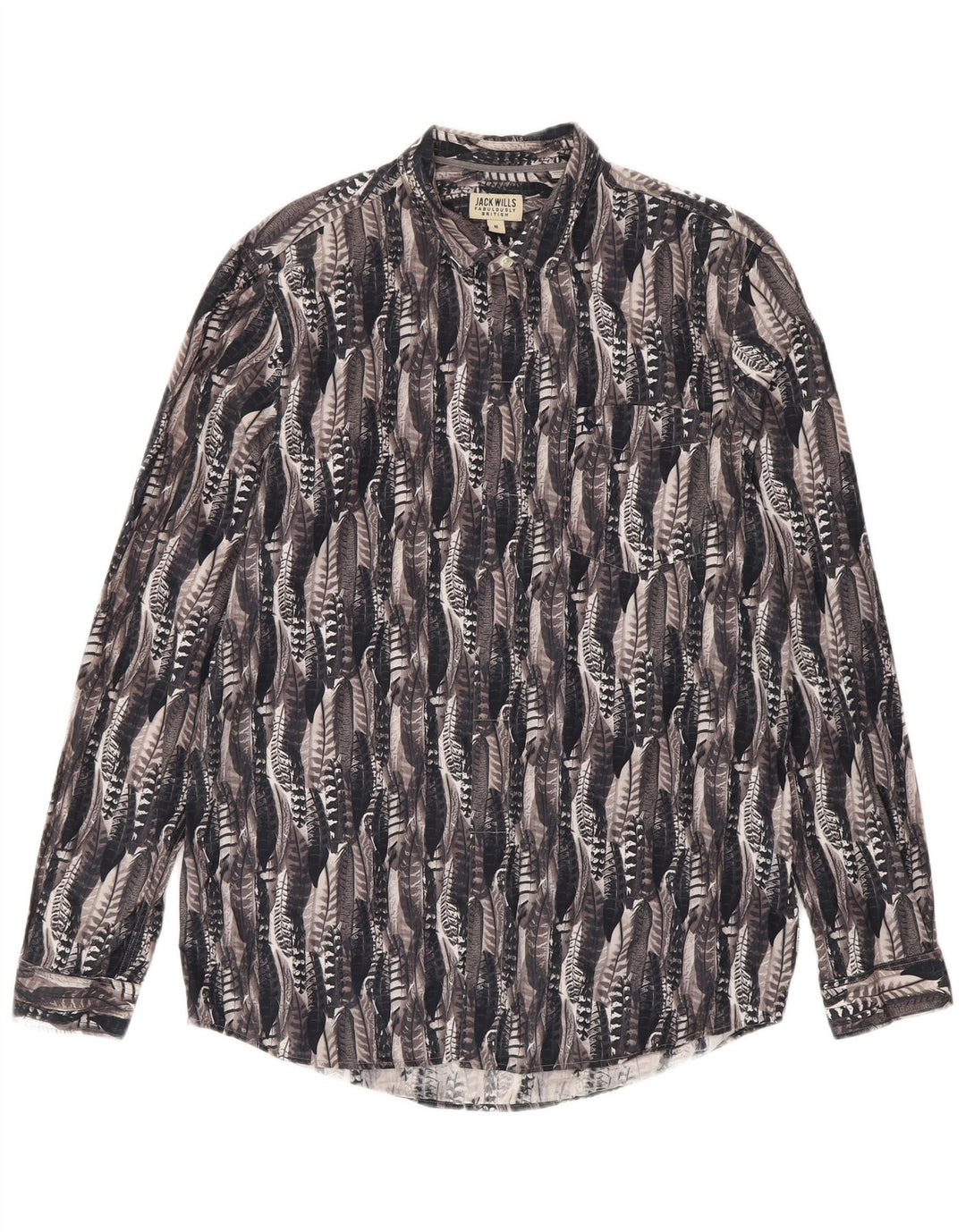 Cămașă Jack Wills pentru bărbați cu model abstract, bumbac gri mediu