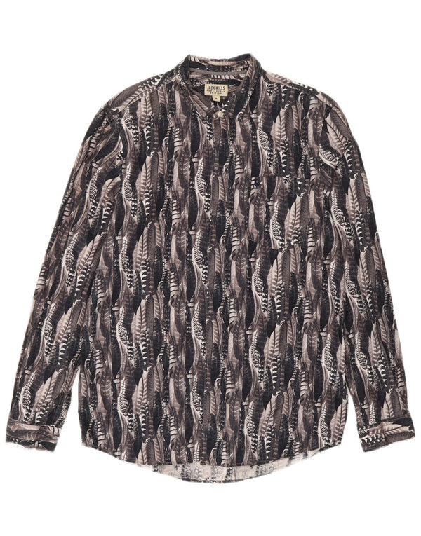 Cămașă Jack Wills pentru bărbați cu model abstract, bumbac gri mediu