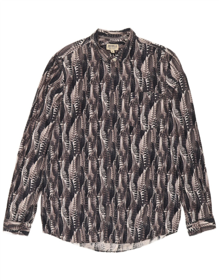 Cămașă Jack Wills pentru bărbați cu model abstract, bumbac gri mediu