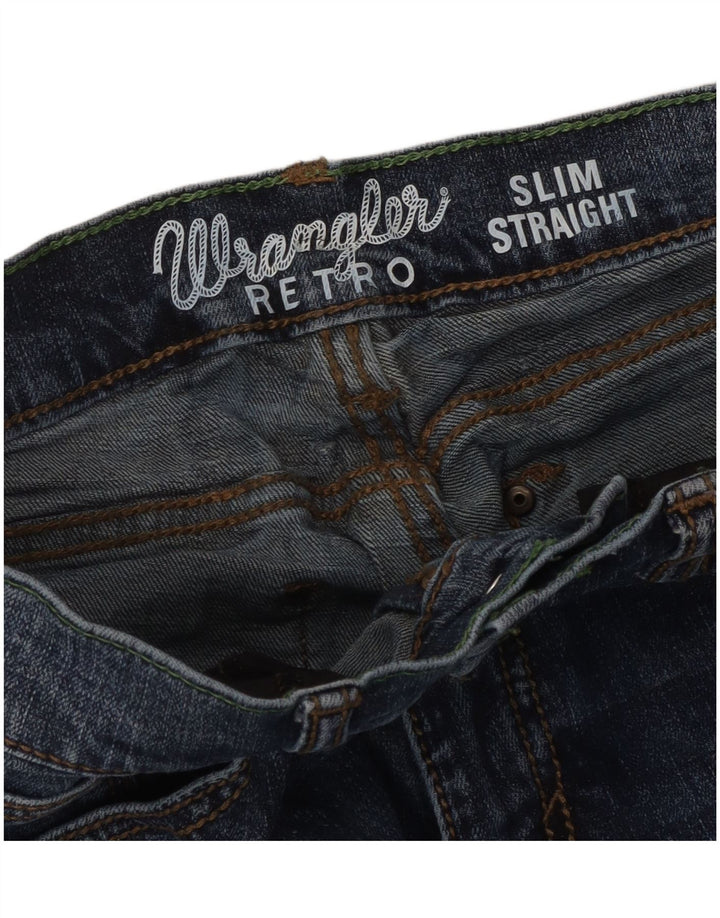 Blugi drepti Wrangler pentru femei retro subțiri W28 L30 albastru