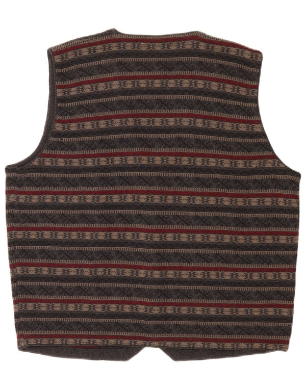 Vestă vintage pentru bărbați din lână virgină, gri mediu, din Fair Isle