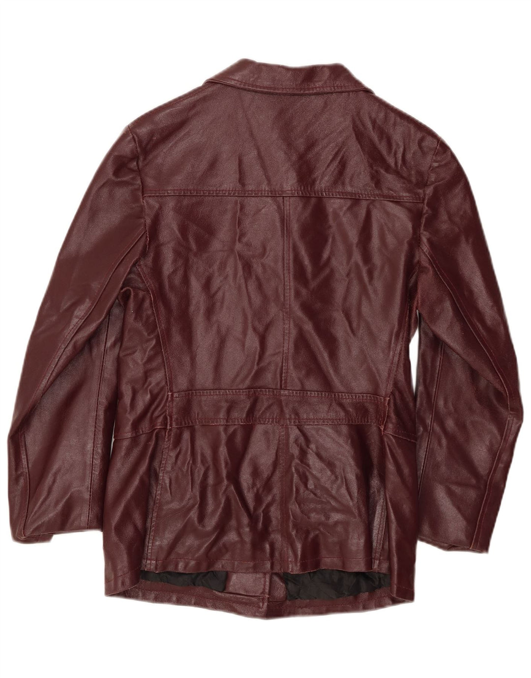 PLEASE Jachetă de piele pentru femei UK 12 Burgundy mediu