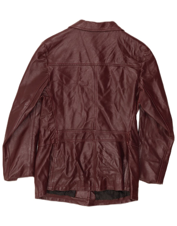 PLEASE Jachetă de piele pentru femei UK 12 Burgundy mediu