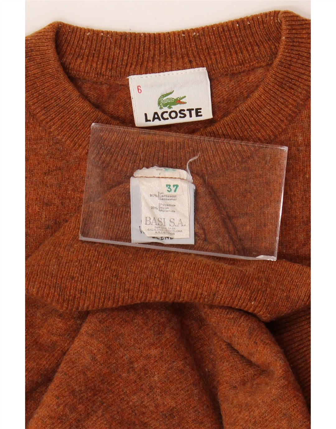 Pulover LACOSTE pentru bărbați cu gâtul turnat, mărimea 6 XL, lână maro