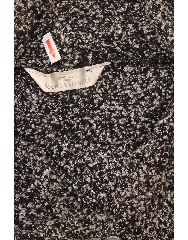 MARKS & SPENCER Pulover cardigan pentru femei UK 12 mediu negru cu pete acrilic
